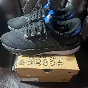 Adidas Black and Blue Athletic Shoes with Cushioned Sole